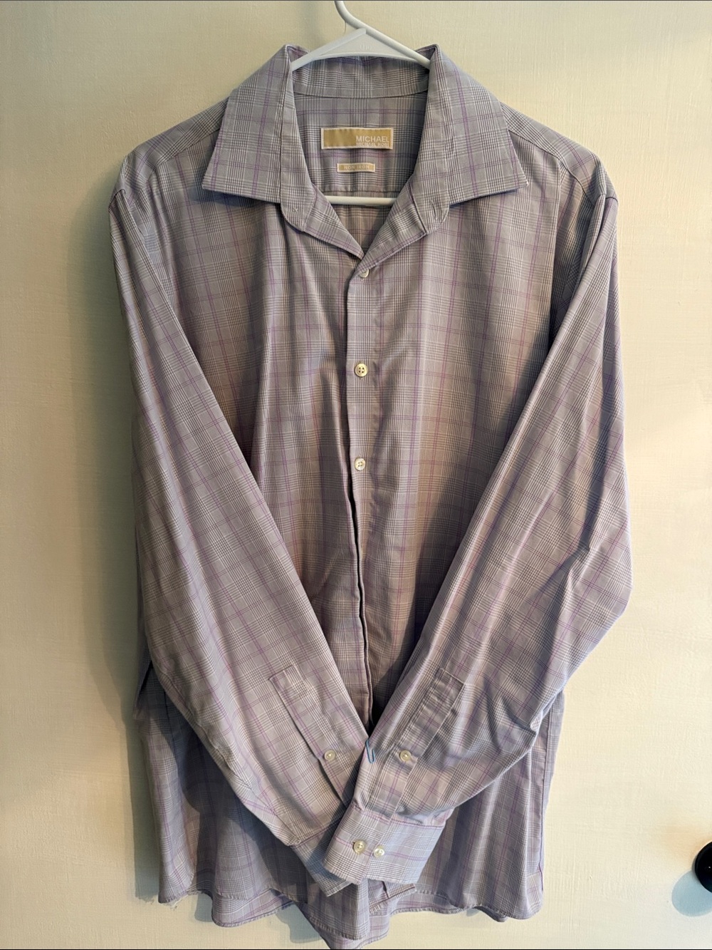 MICHAEL Michael Kors Men's Light Lavender Plaid Dress Shirt